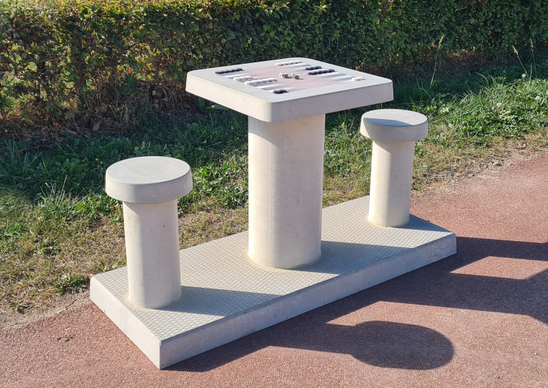 Beton Backgammon bord naturlig 2 personer