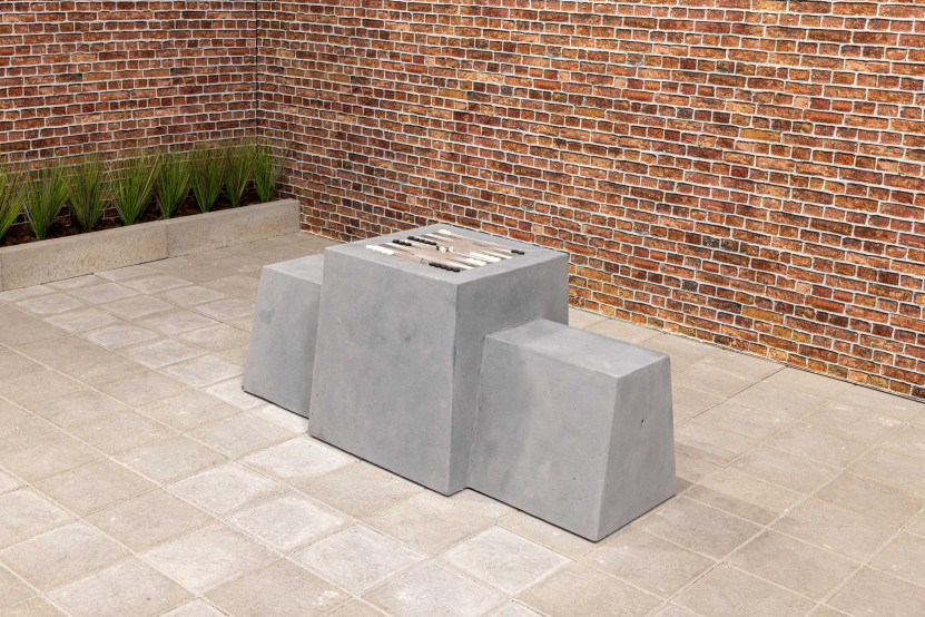 Backgammon bænk antracit-beton