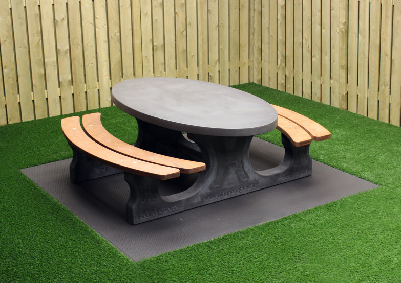 Luksus Oval Betonbænk Antracit-Beton
