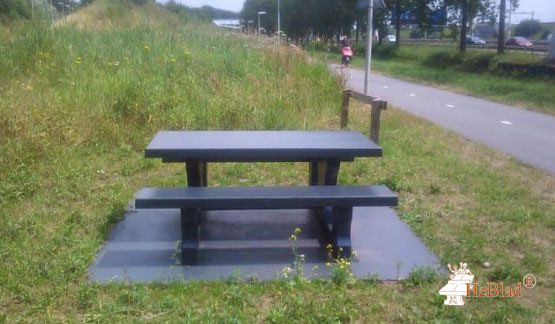 Bundplade til Bordbænk i Antracit